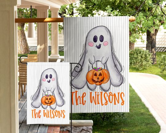 Discover Personalized Garden Flag Halloween Outdoor Decor Custom Fall Pumpkin