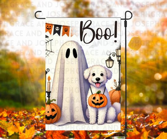 Discover Boo Halloween Garden Flag Sublimation Design  Ghost Flag Welcome Garden Flag Designs