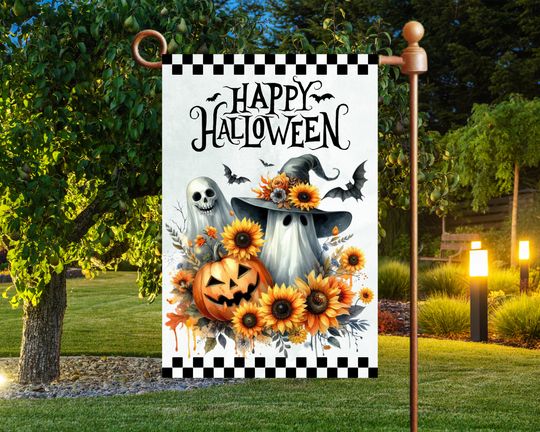Discover Happy Halloween Garden Flag Sublimation Design,Pumpkin Garden Flag Template