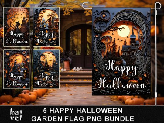 Discover Vintage Halloween Garden Flag Sublimation Bundle