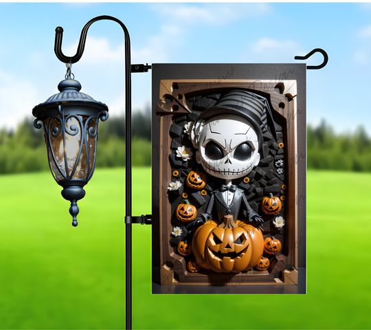 Discover 3D Halloween Garden Flag Sublimation Design, 3D Halloween Pumpkin