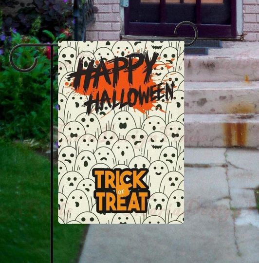Discover Cartoon Ghost Faces Halloween Garden Flag, Trick or Treat Halloween Flag