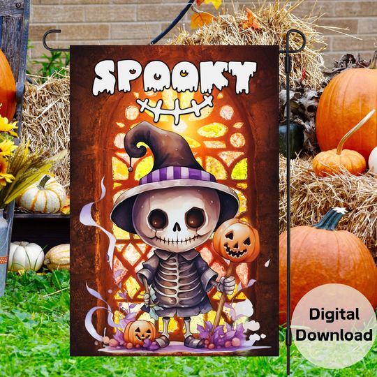 Discover Halloween Garden Flag Sublimation Design-