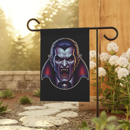 Discover Dracula Vampire Garden Flag, Spooky Holiday Banner, Fall Garden Flag