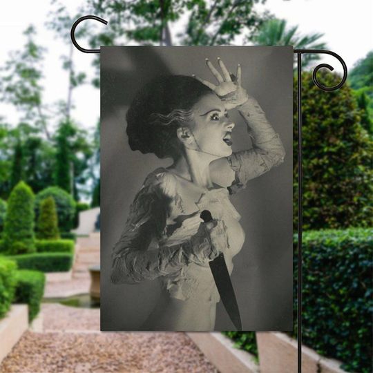 Discover Vintage Horror Bride Halloween Garden Flag | Gothic Spooky Decor with Knife