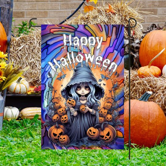 Halloween Garden Flag Sublimation Design-Digital Download, Garden Decor
