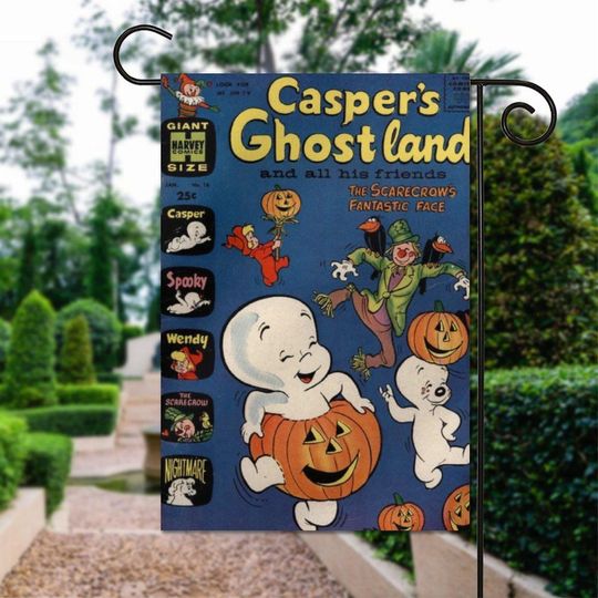 Discover Casper the Friendly Ghost Halloween Garden Flag - Retro Comic Book Design