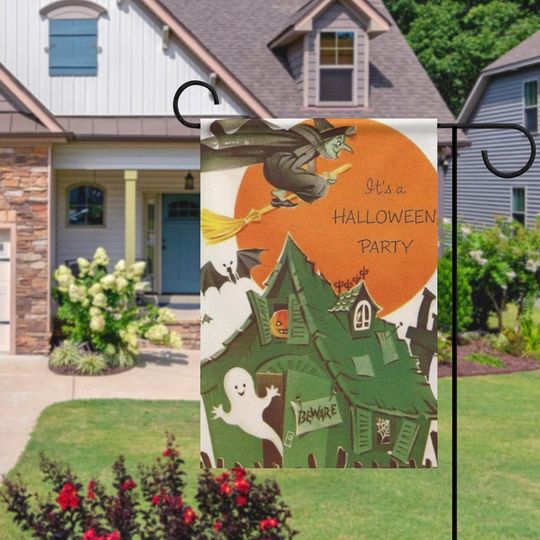 Discover Witch Ghost Halloween Garden Flag | Spooky Outdoor Decor | Haunted Yard Flag