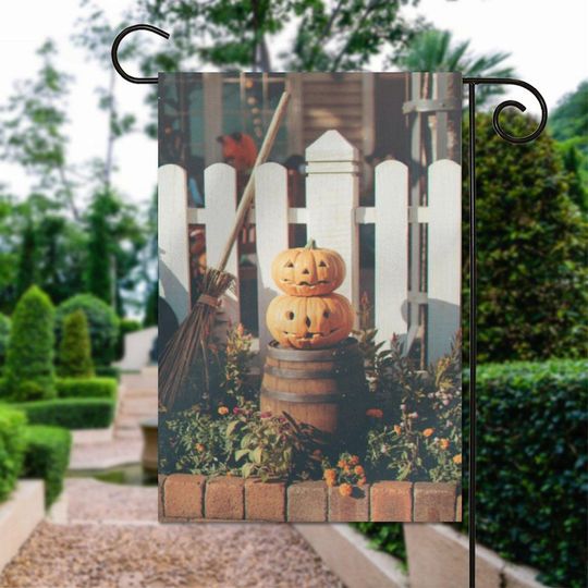 Discover Pumpkin Halloween Garden Flag | Fall Outdoor Decor | Spooky Pumpkin Flag for Yard