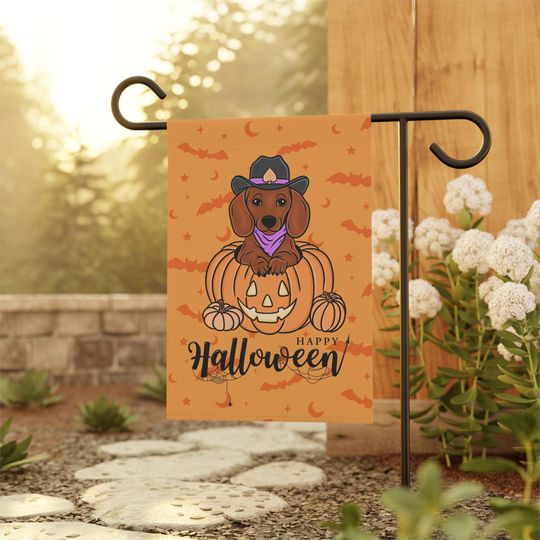 Discover Happy Halloween Dachshund Garden Flag, Halloween Decor, Unique Garden Flag