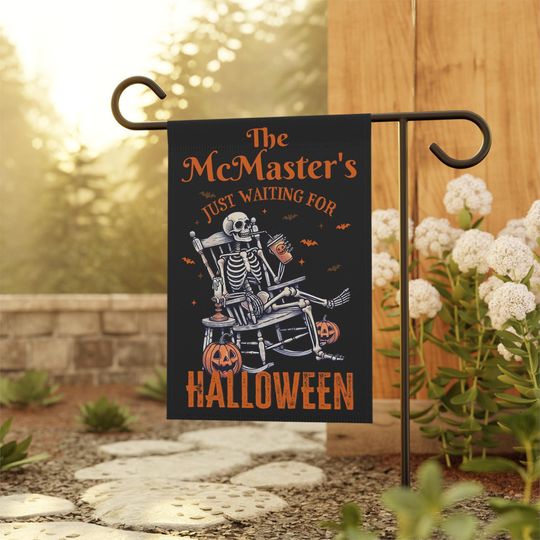 Discover Personalized Halloween Camping Flag, Custom Skeleton Campsite Sign