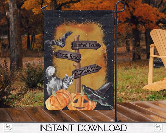 Halloween Garden Flag Design, Halloween Flag, Sublimation Download