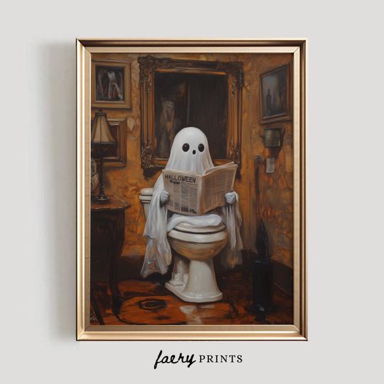 Discover Ghost Bathroom Print | Funny Halloween Decor | Halloween PRINTABLE Wall Art
