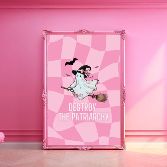 Discover Pink Spooky Halloween Wall Art, Pink Feminist Halloween Poste