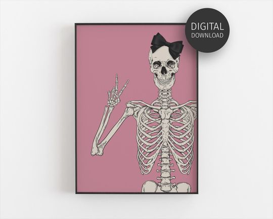 Discover Halloween Coquette Print, Printable Wall Art for Girly Halloween Decor