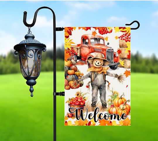 Discover Garden Flag Sublimation Design, Scarecrow Fall Garden Flag design, Thanksgiving
