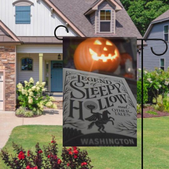 Discover Legend of Sleepy Hollow Halloween Garden Flag | Vintage Spooky Pumpkin