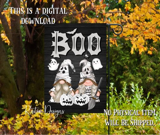 Discover Boo Gnome Ghosts Halloween Garden Flag Sublimation Design Template