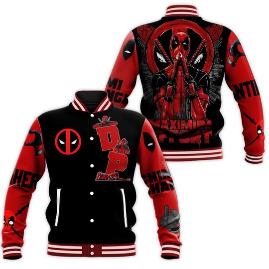 Deadpool Baseball Jacket, Deadpool Jacket, Deadpool Jacket Men, Superhero Baseball Jacket, Superhero Jacket