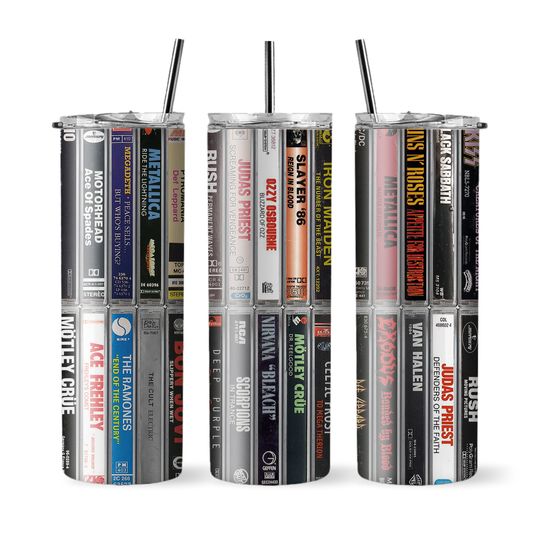 80s 90s Rock, Cassette Tape Tumbler, Classic Rock Bands, Vintage Classic Rock, Vinatge Rock Band, Dad Gift,  20oz. Stainless Steel Tumbler,