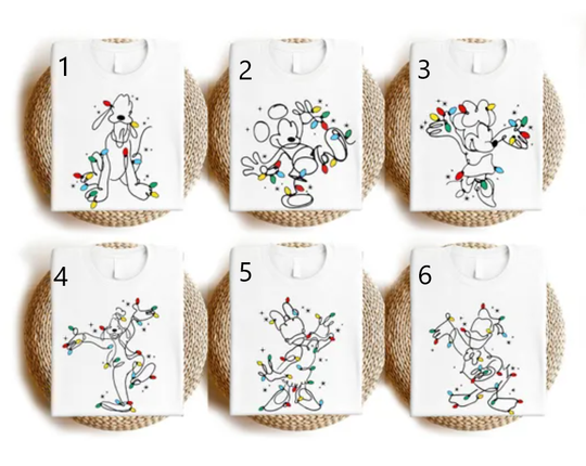 Discover Mickey Mouse And Friends Christmas Lights T-Shirt, Disney Family Matching Christmas Sweatshirt, Mickey's Very Merry Xmas Holiday Tee