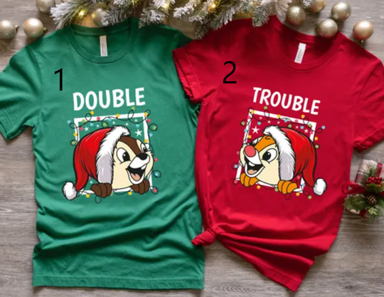 Discover Chip and Dale Christmas Shirt, Christmas Trip Shirt, Double Trouble Shirt, Family Christmas Shirt, Christmas Couple Shirts