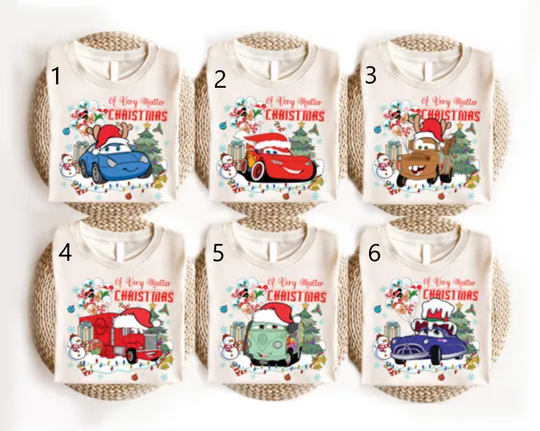 Discover Disney Cars Christmas Shirt, McQueen Tow Mater Doc Hudson Xmas Shirt, Disneyland Pixar Cars Land Xmas Shirt, Very Merry Xmas Party Shirt
