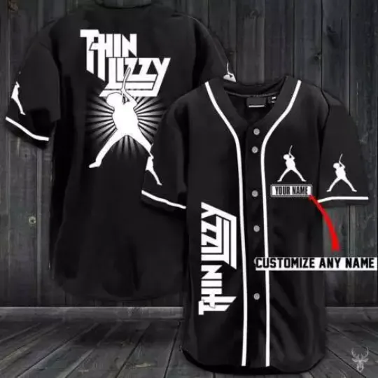 Discover Personalized Men Thin Lizzy Rock Baseball Jersey Shirt