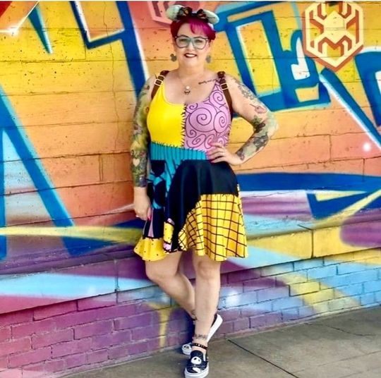 Cosplay Dark Elegance: 'Sally the Gothic Ragdoll' Nightmare Skater Dress