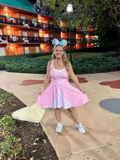 Discover Cosplay Ocean Enchantment: 'Dive into Whimsical Waters' Ariel Pink Sleeveless Skater Dress