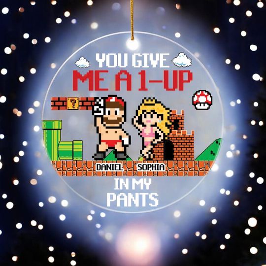 Discover Personalized Couple Ornament Gift, You Give me A1-Up In My Pants Ornament, Custom Couple Ornament, Funny Gift for Girlfriend, Mario Couple