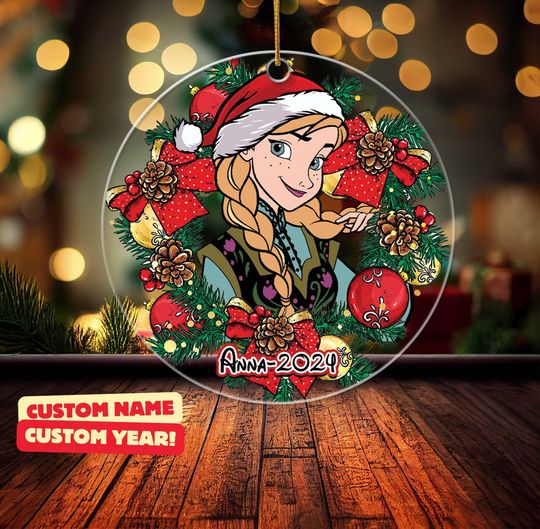 Discover Custom Name Disney Anna Frozen Christmas ornament, Princess Frozen Ornament, Kid Christmas Ornament, 2024 Christmas ornament For Baby Girl