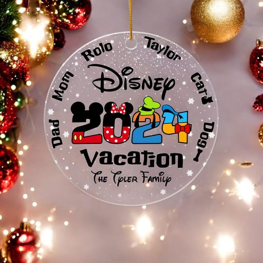 Discover Family Vacation 2024, Disney Vacation Ornament for Kids,Disneyworld Keepsake,Mickey and Friends Ornament,Personalized Disney Christmas Gifts