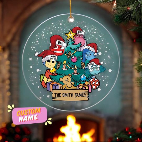 Personalized Inside out characters Family Member Ornament, Emotions Of Family Members Xmas Family Ornament 2024, Gift For Grandma, Grandpa