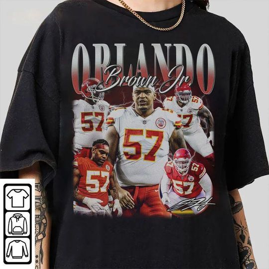 Discover Vintage 90s Graphic Style Orlando Brown Jr. T-Shirt, Orlando Brown Jr. Shirt, Kansas City Football Shirt, Vintage Oversized Sport Shirt