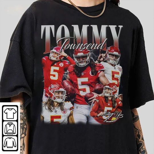 Discover Vintage 90s Graphic Style Tommy Townsend T-Shirt, Tommy Townsend Shirt, Kansas City Football Shirt, Vintage Oversized Sport Shirt Sweatshirt