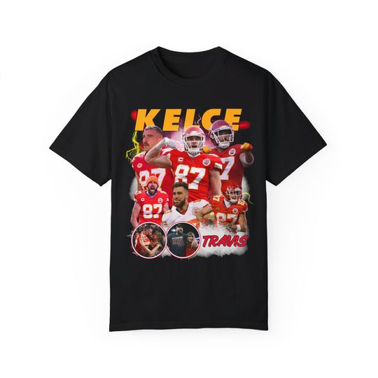 Discover Travis Kelce Vintage Bootleg Kansas City Football T Shirt, Swift Kelce, 2024 Version, Comfort Colors, Fall Clothing