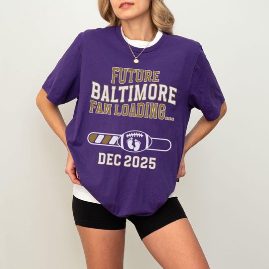 Discover Future Baltimore Fan Loading Shirt, Baltimore Football Pregnancy Announcement T-Shirt, Game Day Maternity Tee, Sports Baby Reveal Gift