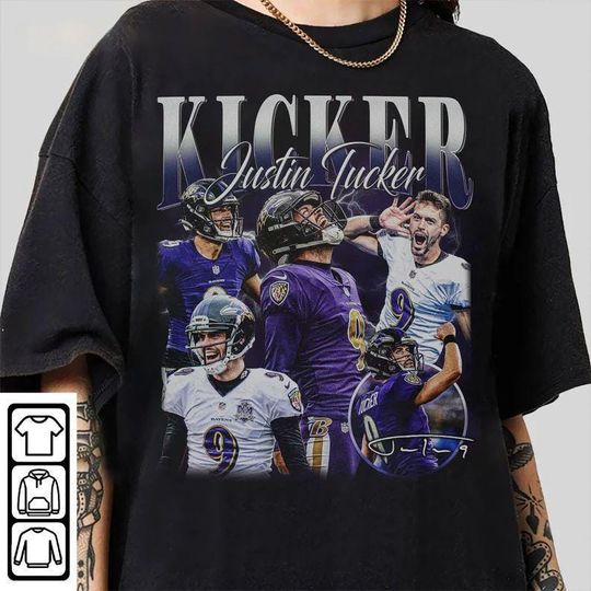 Discover Vintage 90s Graphic Style Kicker Justin Tucker T-Shirt, Kicker Justin Tucker Shirt, Baltimore Football Shirt, Vintage Oversized Sport Shirt