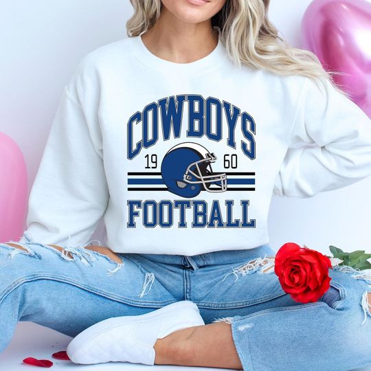 Discover Gift For&nbsp;Football&nbsp;Fan Sweatshirt,Vintage Cowboys Football Sweatshirt,Retro Style 90s Vintage Cowboys Shirt,Graphic Tee,Football Sweatshirt