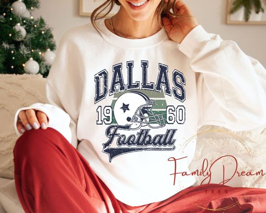 Discover Vintage Cowboys Football Sweatshirt, Retro Style 90s Vintage Unisex Crewneck, Gift For Football Fan, Vintage Your Town of Dallas Sweatshirt