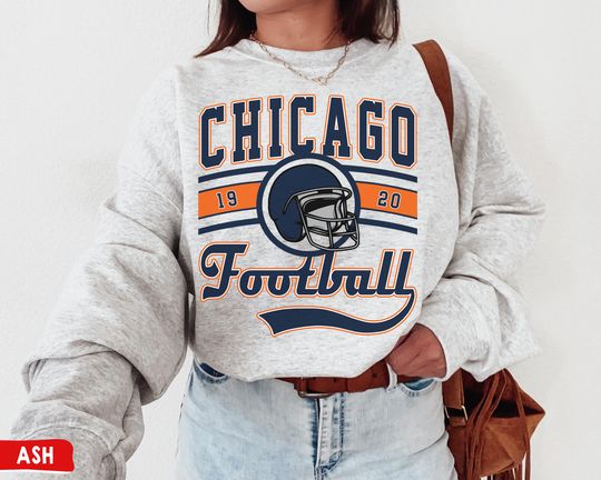 Discover Vintage Chicago Football Crewneck Sweatshirt, Bears Shirt, Chicago Game Day Shirt, Bears Fans Gift