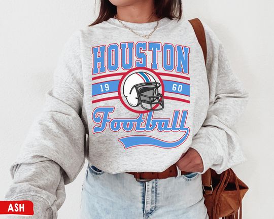 Discover Vintage Houston Football Crewneck Sweatshirt, Houston T-Shirt, Houston Football Game Day, Houston Fans Gift