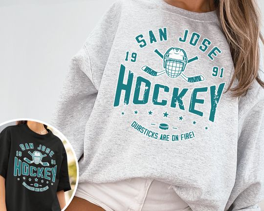 Vintage San Jose Shark Crewneck Sweatshirt, Sharks Shirt, Retro San Jose Ice Hockey Shirt