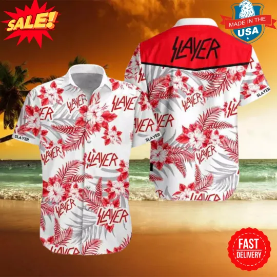 Slayer Band White And Red 2024 Summer Trending Hawaiian Shirt