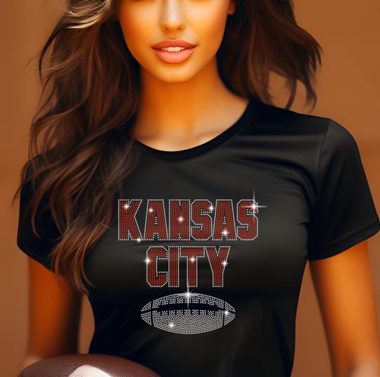 Discover Kansas City Rhinestone Shirt, Football Team Fan Shirt, Sunday Football Shirt, Football Game Sweater, Ladies and Gentlemen's Football Shirt