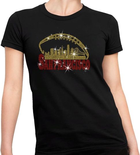 San Francisco Rhinestone Shirt, Game Day Football Shirt, Football Fan Shirt, Men or Women Football Shirt, For Sunday Day Football Sweater