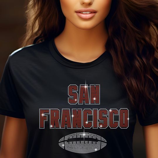San Francisco Rhinestone Shirt, Game Day Football Shirt, San Francisco Football Shirt, Ladies SF Football Shirt, SF Football Sweater
