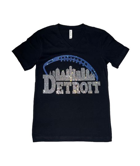 Discover Detroit Rhinestone Shirt, Game Day Football Shirt, Sunday Football, Detroit Football Shirt, Women Detroit Shirt, Detroit Football Hoodie
