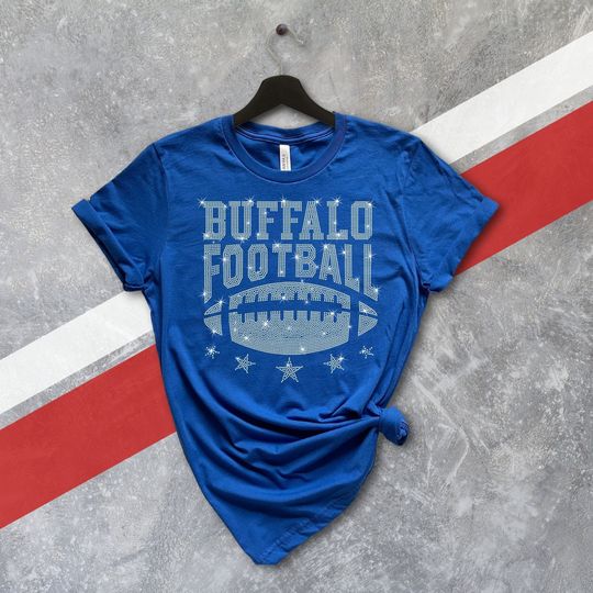 Buffalo Rhinestone Shirt, Game Day Football Shirt, Women or Men Football Shirt, Football Fan Shirt, For Sunday Day Buffalo Hoodie